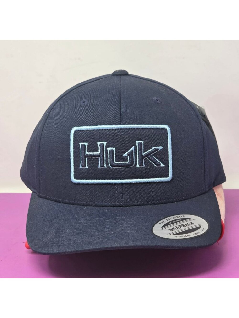 Huk Navy Snapback Hat Embroidered Logo Adjustable Closure Fishing Cap NWT